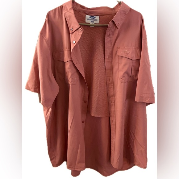 AFTCO Vented Pink Button Down Fishing Shirt, Size 2X - Picture 1 of 10